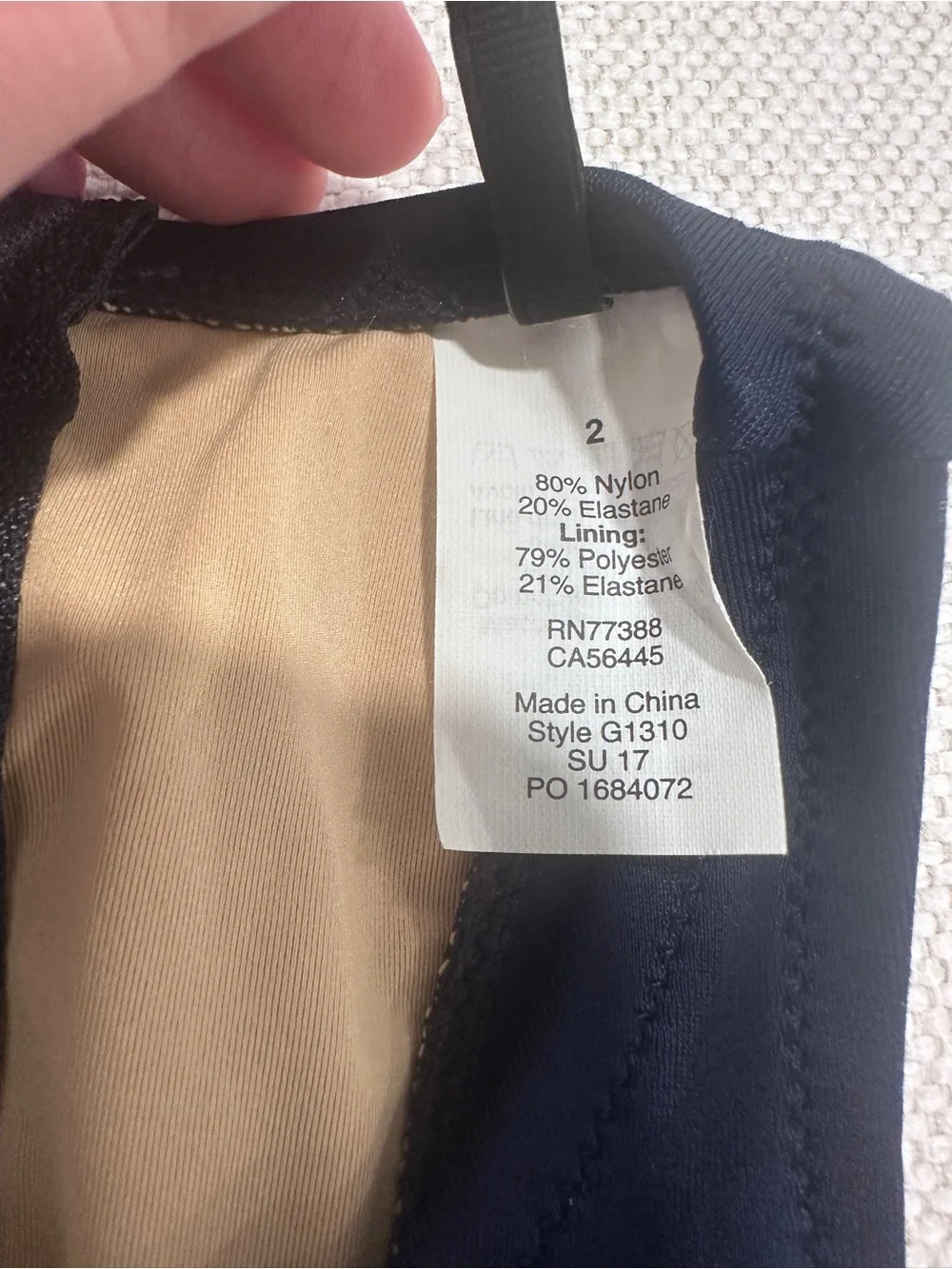J. Crew Navy One-Piece Swimsuit with Beige Lining